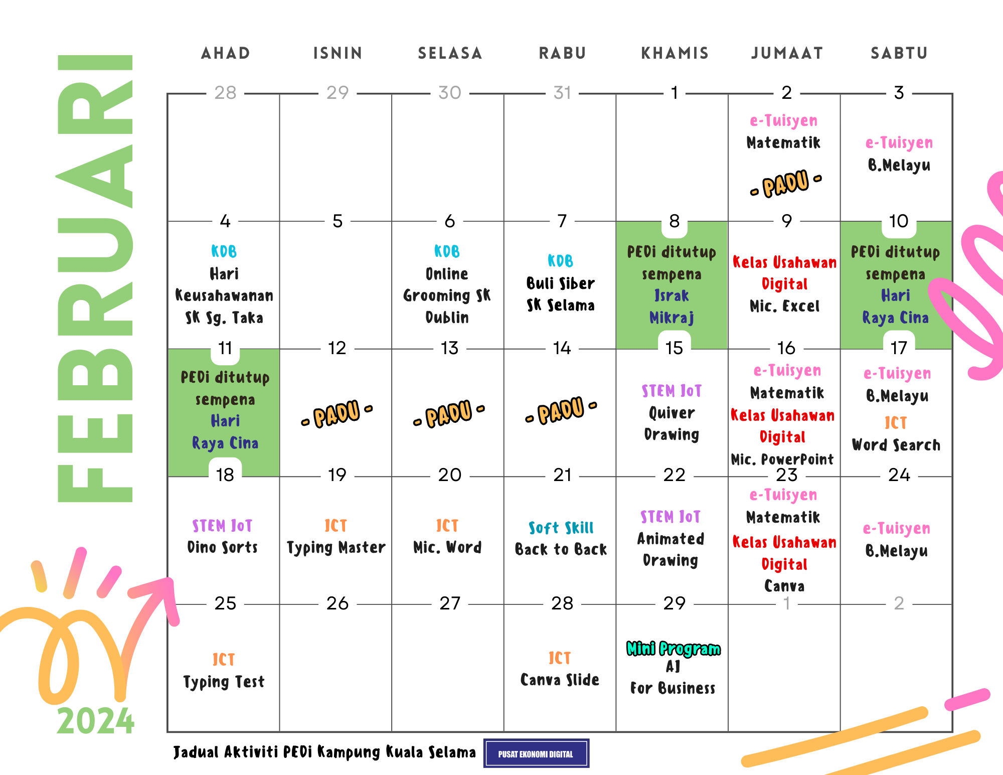 JADUAL AKTIVITI FEBRUARI 2024