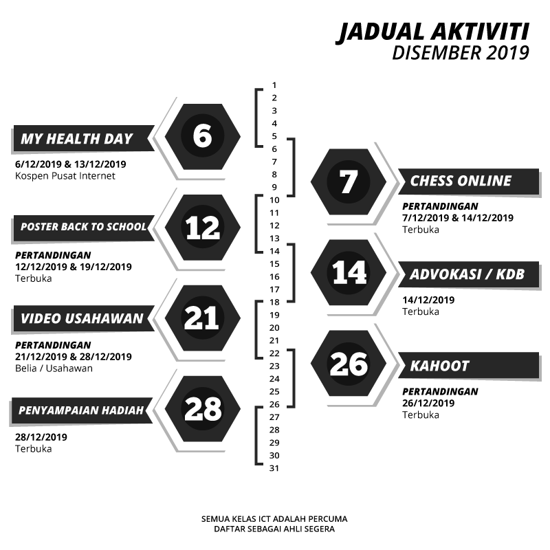 jadual aktiviti 2019 disember