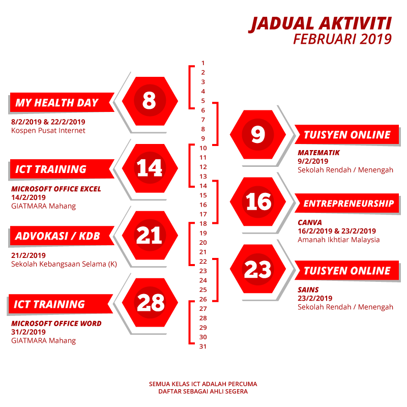 jadual aktiviti 2019 februari