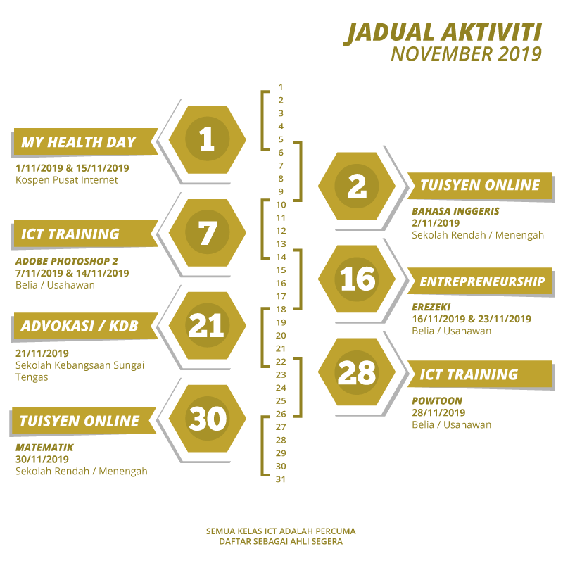 jadual aktiviti 2019 november