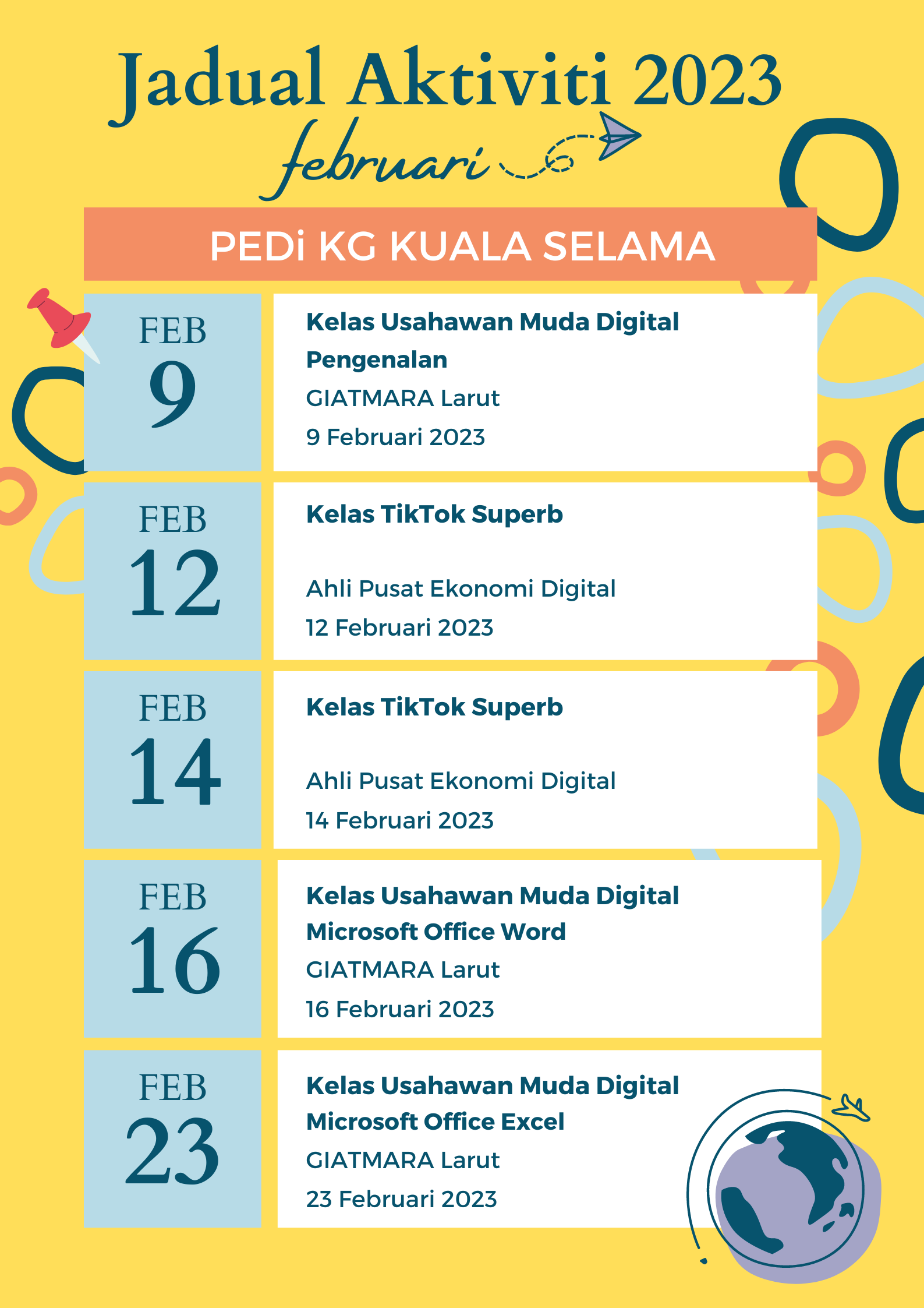 Jadual Aktiviti 2023 PEDi KG KUALA SELAMA Feb