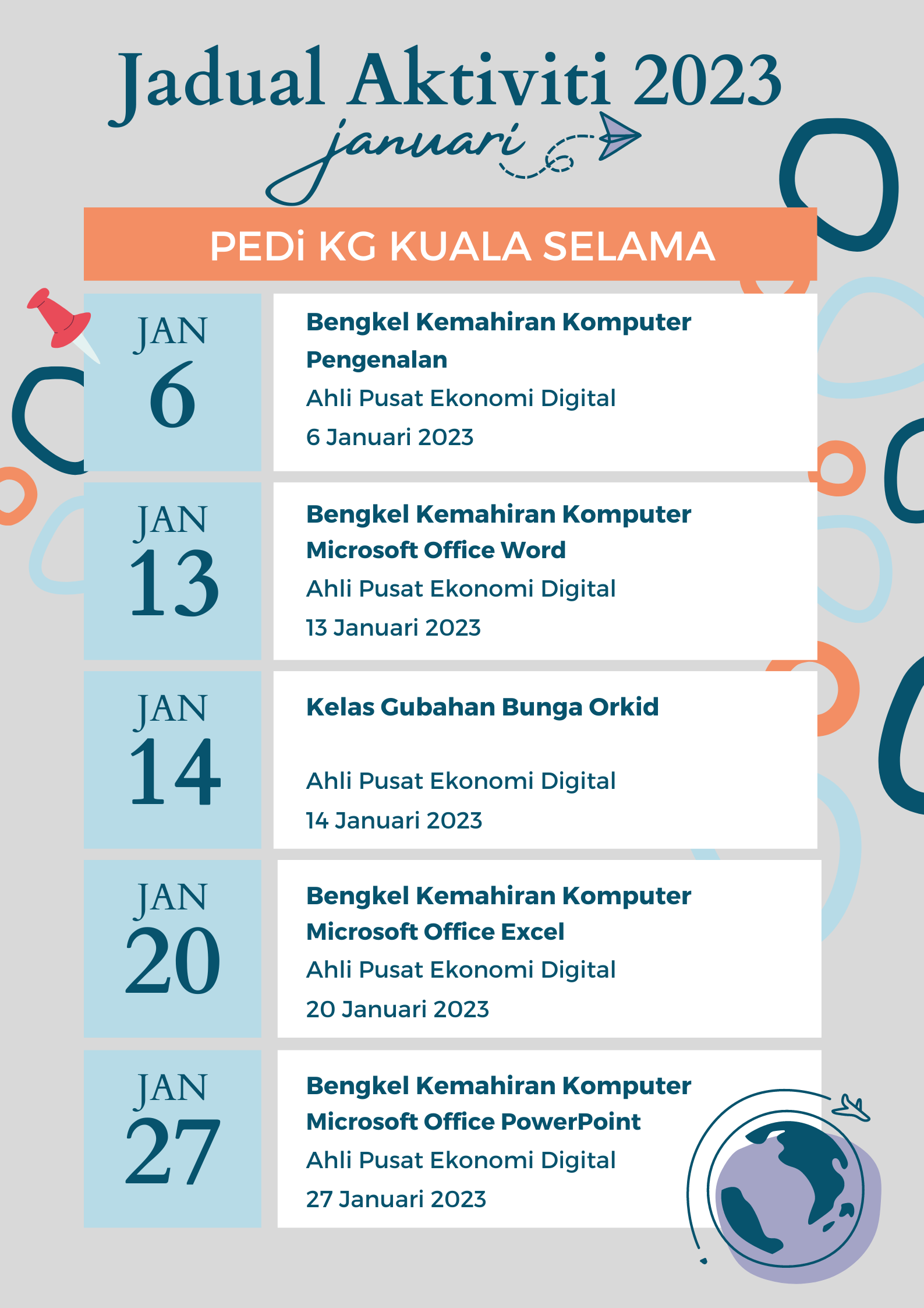 Jadual Aktiviti 2023 PEDi KG KUALA SELAMA Jan