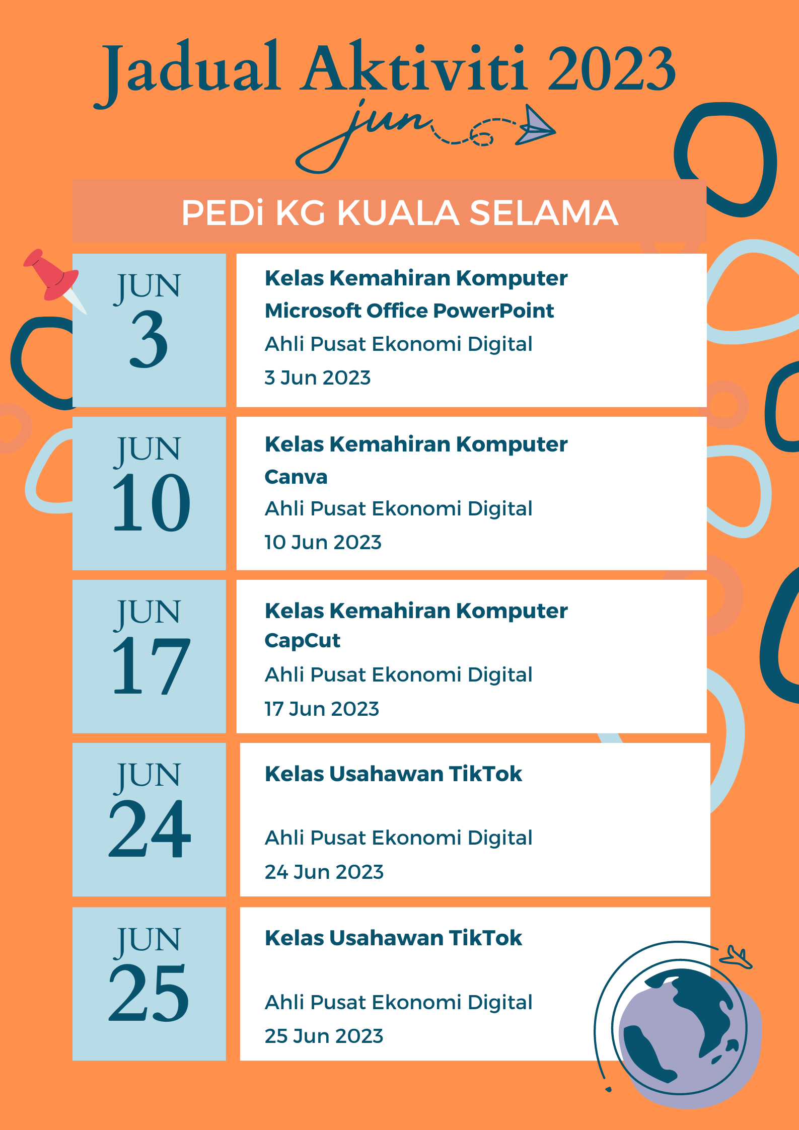 Jadual Aktiviti 2023 PEDi KG KUALA SELAMA Jun