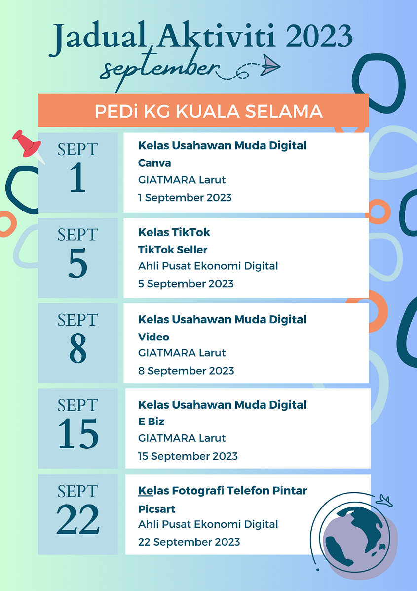 Jadual Aktiviti 2023 PEDi KG KUALA SELAMA september